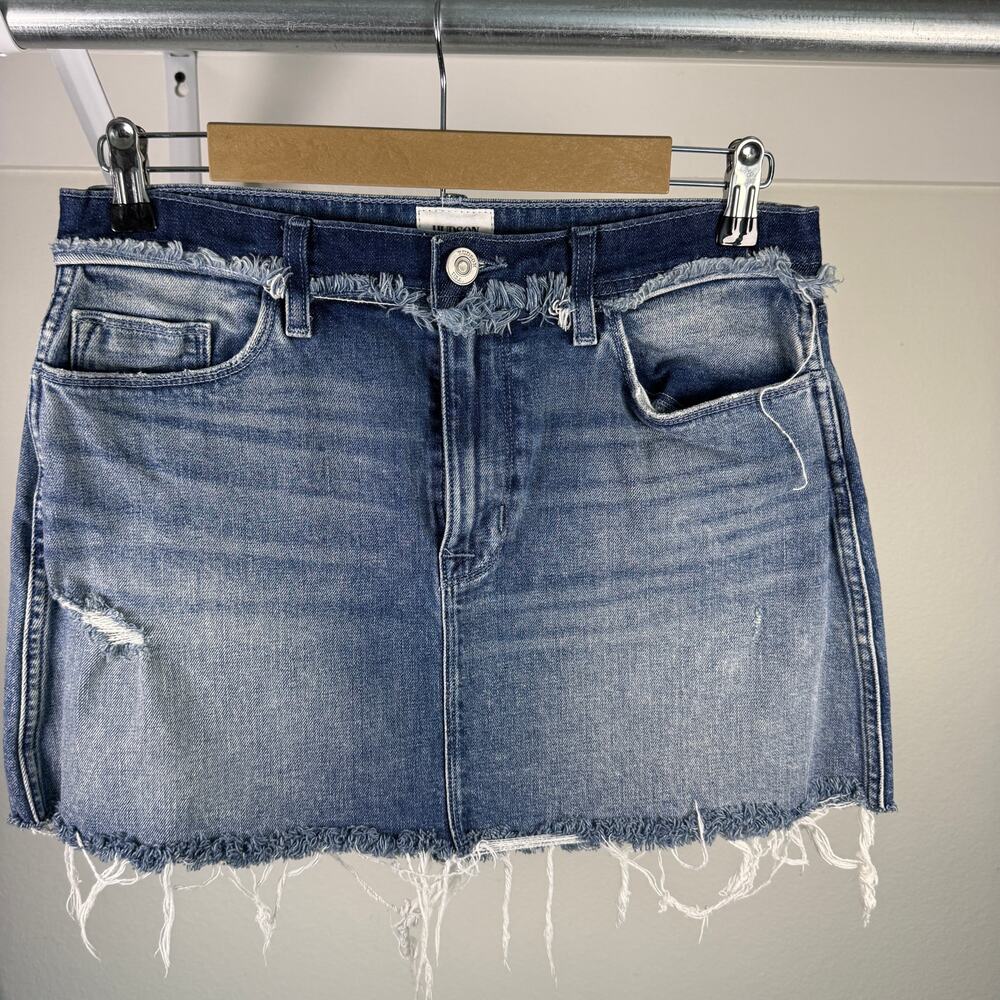 Hudson Jeans Denim Skirt Fray Hem Mini Length‎ Short Size 29